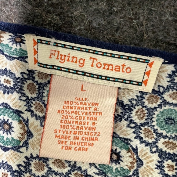 Flying Tomato Geometric Dress with Red and Blue Accents - Picture 3 of 4